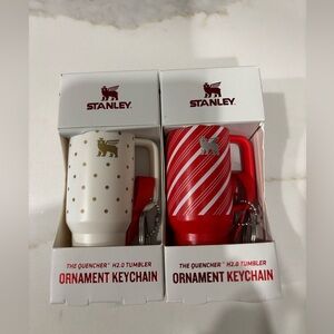 New Stanley Holiday Ornament Keychain charm candy cane twist OR frost polka dot